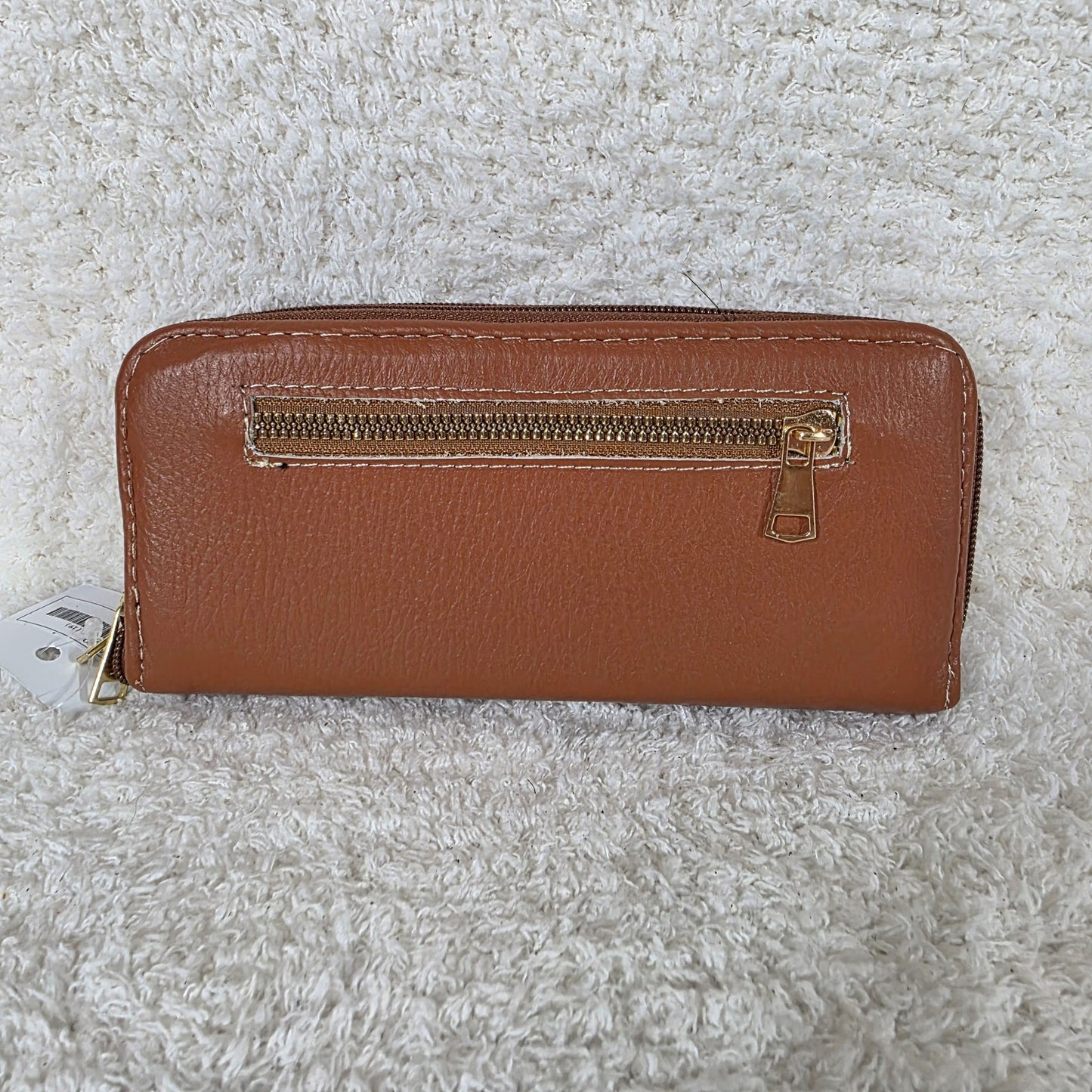 Honey Brown Leather Double Zip Wallet