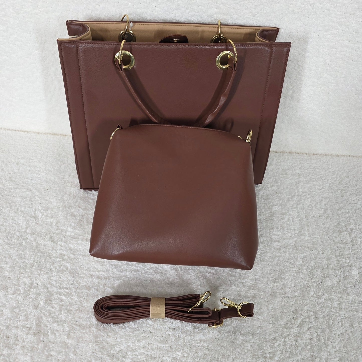 Hummingbird Embossed & Hand Painted Vegan Leather Satchel with Matching Cosmetics Bag
