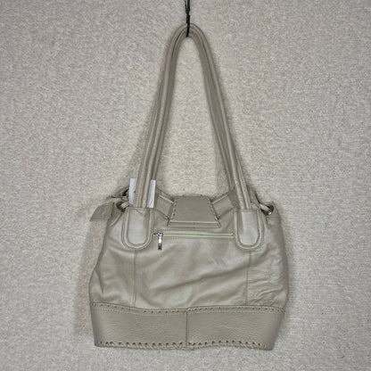 Handcrafted Mexican Pearl White Calfskin Leather Handbag with Whipstitch Detail