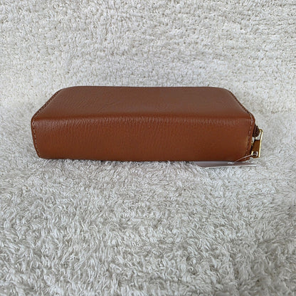Honey Brown Leather Double Zip Wallet