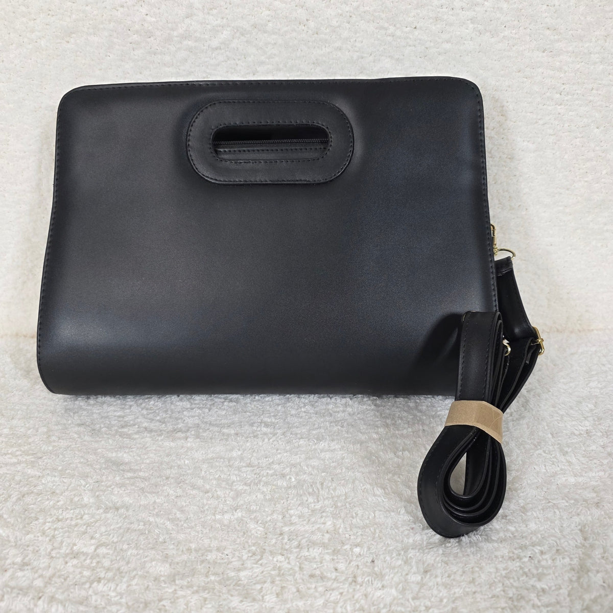Black Chiapas Loom Embroidered Vegan Leather Large Clutch Bag