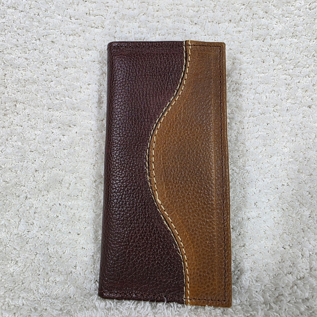 Men's Dark Brown & Honey Brown Colorblock Leather Cowboy Wallet — Handmade in León, Mexico