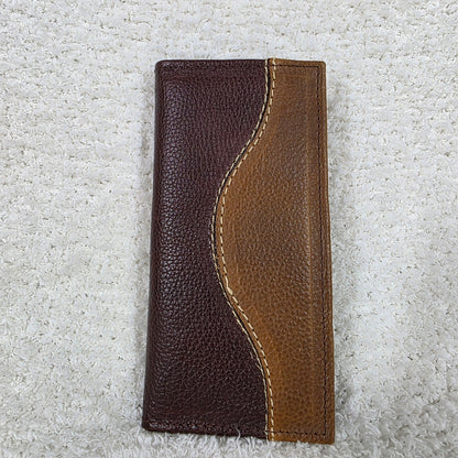 Men's Dark Brown & Honey Brown Colorblock Leather Cowboy Wallet — Handmade in León, Mexico