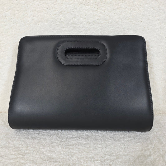 Mexican Floral Chiapas Loom Large Black Vegan Leather Clutch Handbag