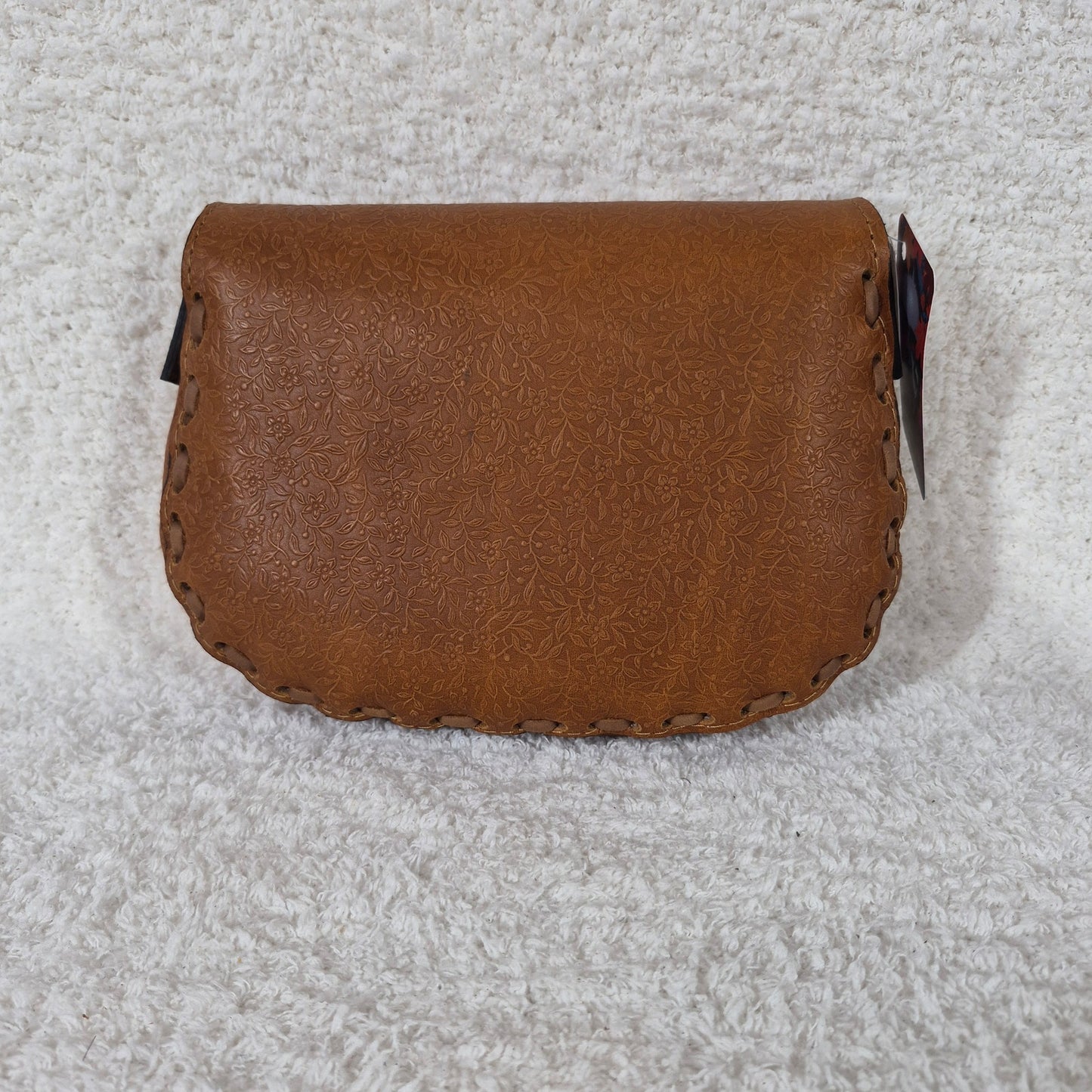 Hand-Tooled Honey Brown Genuine Leather Saddle Bag