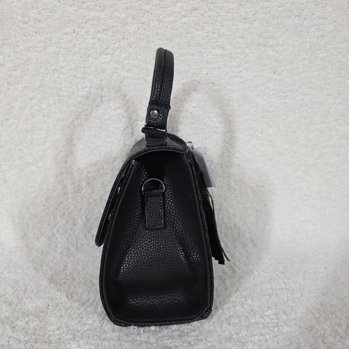 Handcrafted Mexican Black Ostrich Embossed Leather Top-Handle Satchel