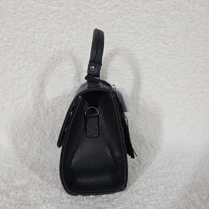 Handcrafted Mexican Black Ostrich Embossed Leather Top-Handle Satchel