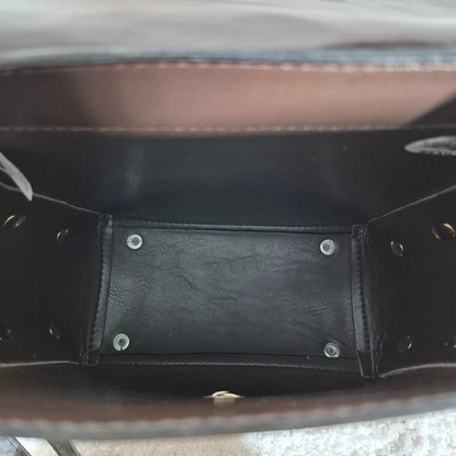 Handcrafted Mexican Chocolate Brown Leather Handbag with Cowhide Hair-On Flap & Gold-Tone Hardware