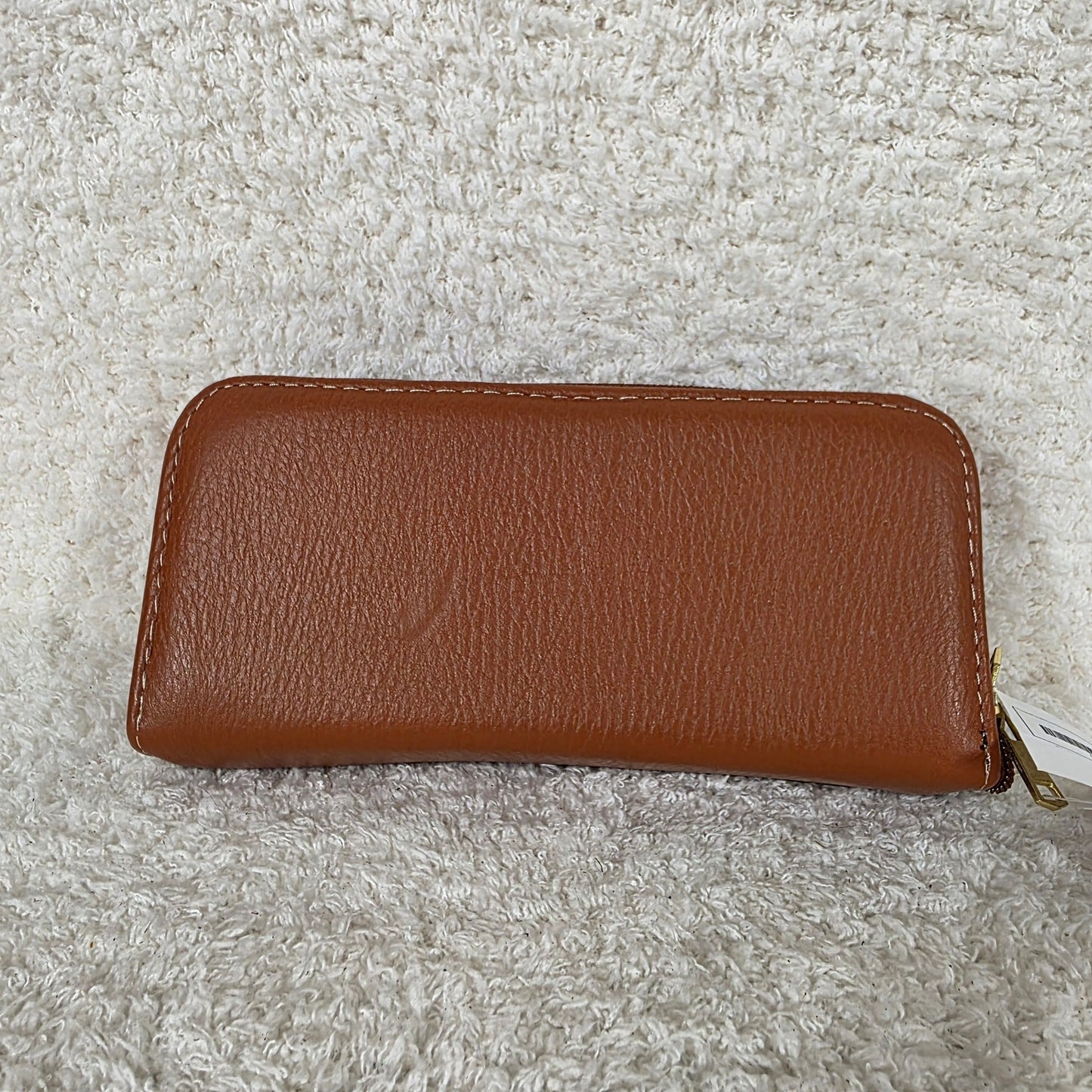 Honey Brown Leather Double Zip Wallet