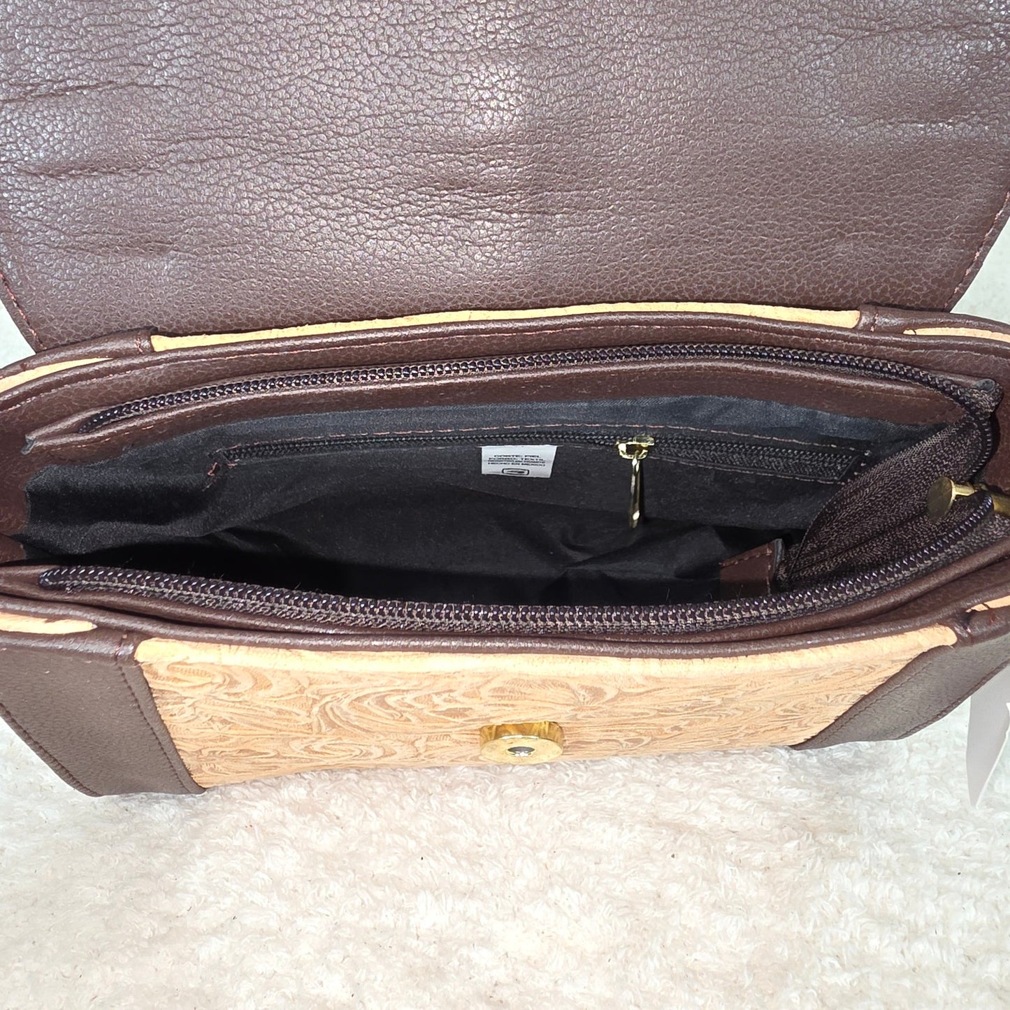 Handcrafted Mexican Floral Embossed Pinkish Tan Genuine Leather Top-Handle Bag