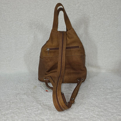 Cognac Whipstitching Leather Sling Backpack Handmade Crossbody Shoulder Bag